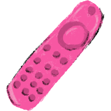 television remote in shades of pink